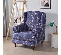 Highdi 2 Piece Stretch Wingback Chair Covers Wing Chair Slipcover Armchairs Covers Classic Printed Sofa Slipcover Spandex Furniture Protector for Living Room Bedroom Hotel (Elegant Purple)