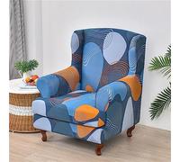 Highdi 2 Piece Stretch Wingback Chair Covers Wing Chair Slipcover Armchairs Covers Modern Fashion Sofa Slipcover Spandex Furniture Protector for Living Room Bedroom Hotel (Blue Curve)