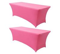 Highdi 2 Pieces Rectangular Stretch Tablecloth, Spandex Fitted Tablecover Washable Patio Table Cover for Banquet, Wedding, Party, Cocktail Bar, Holiday Event (8FT=244 * 75 * 75cm,Hot pink)