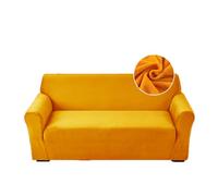 Highdi 2 Seater Sofa Covers, Elegant Velvet Stretch Slipcovers Armchair Loveseat Couch Cover for Living Room Replacement Furniture Protector (ginger yellow,2 Seater)