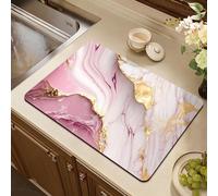 Highdi 2pc Draining Board Mats for Counter, Pink Marble Kitchen Super Dish Draining Mat, Fast-Drying Dishes Drainer Mat, Non-Slip Diatomite for Coffee Mat for Counter Worktop Bar Sink (Pink 6,50x60cm)