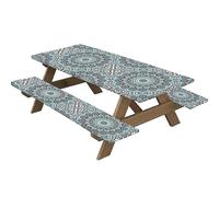 Highdi 3 Piece Set Picnic Table Cover with Bench Covers, Waterproof Rectangular Elastic Fitted Tablecloth Wipeable Table Cover for Indoor Outdoor Camping (30 * 72 inch,kaleidoscope 5)