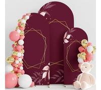 Highdi 3D Arch Backdrop Cover, Stretchy Spandex Arch Stand Cover Chiara Arch Backdrops Cover for Birthday Banquet Wedding Reception Holiday Party Background Decoration (6FT180*180CM),Burgundy Flower