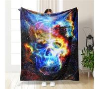 Highdi 3D Blankets and Throws for Sofa Beds, Soft Warm Fluffy Cozy Fleece Throw Blanket for Kids Adults Bedroom Couch Travel Cats Dogs Accessories (70x100cm,Star Skull)