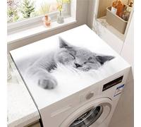 Highdi 3D Cat Print Washer and Dryer Top Protector,Washer and Dryer Top Mat Absorbent Quick Dry Silicone Mat,Anti Slip Dust Proof Washing Machine Pad for Laundry Room (Gray,40x50cm)