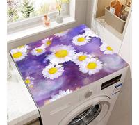 Highdi 3D Daisy Print Washer and Dryer Top Protector,Washer and Dryer Top Mat Absorbent Quick Dry Silicone Mat,Anti Slip Dust Proof Washing Machine Pad for Laundry Room (Purple,50x60cm)