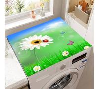 Highdi 3D Daisy Print Washer and Dryer Top Protector,Washer and Dryer Top Mat Absorbent Quick Dry Silicone Mat,Anti Slip Dust Proof Washing Machine Pad for Laundry Room (Spring,30x40cm)