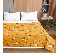Highdi 3D Floral Print Bed Throws Quilted Bedspreads, Lightweight Patchwork Quilt Comforter King Single Double, Washable Throw Summer Quilt (230x280cm,yellow)