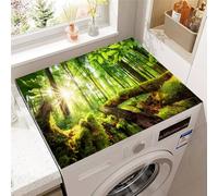 Highdi 3D Green Landscape Washer and Dryer Top Protector,Washer and Dryer Top Mat Absorbent Quick Dry Silicone Mat,Anti Slip Dust Proof Washing Machine Pad for Laundry Room (Sunlight,50x50cm)