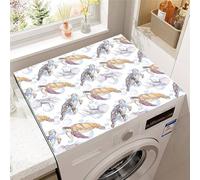 Highdi 3D Ocean Print Washer and Dryer Top Protector, Washer and Dryer Top Mat Absorbent Quick Dry Silicone Mat, Anti Slip Dust Proof Washing Machine Pad for Laundry Room (Sea Turtle,50x50cm)