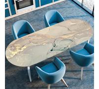 Highdi 3D Oval Table Cover with Elastic, Stretch Fitted Tablecloth Non-Slip Oval Table Protector Washable for Home Hotel Dining Outdoor Garden (Quicksand 3,91x152cm(36"x60"))