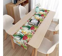 Highdi 3D Table Runners Bohemia Nordic Leaf Table Runner Easy Care Tropical Tablerunner Decorative Cloth for Party, Banquet, Restaurant & Outdoors (Poppy Flower,33x150cm)