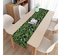Highdi 3D Table Runners Bohemia Nordic Leaf Table Runner Easy Care Tropical Tablerunner Decorative Cloth for Party, Banquet, Restaurant & Outdoors (Tropical Forest,33x150cm)