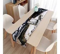 Highdi 3D Table Runners Golden Black Marble Table Runner Easy Care Tablerunner Decorative Cloth for Party, Banquet, Restaurant & Outdoors (33x200cm,Black graffiti)