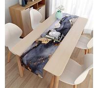 Highdi 3D Table Runners Marble Classic Table Runner Easy Care Tablerunner Decorative Cloth for Party, Banquet, Restaurant & Outdoors (Dark Grey,33x150cm)