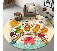 Highdi Animal Round Area Rugs Living Room, Soft Fluffy Carpet Mat for Bedroom Circle Area Rug Non Slip Washable Floor Rug Bedside Rug for Kitchen Floor Mat Home (120cm,Rainbow)