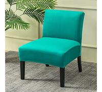 Highdi Armless Chair Slipcovers Accent Chair Covers Luxury Velvet Stretch Removable Washable Slipper Chair Cover Plush Furniture Protector for Living Room Hotel Bedroom (Turquoise)