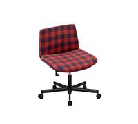Highdi Armless Wide Office Desk Chair Cover, Printed Fabric Vanity Chair Cover, for Adjustable Swivel Task Ergonomic Cross Legged Home Office Computer Chairs (Red plaid,2 pcs)