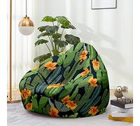 Highdi Bag Cover Without Filling Cactus Gaming Bean Bag Chair for Kids Adult No Filling Highback Beanbag Seat Comfortable Lazy Lounger Sofa Stuffed Toy Storage (100 * 120cm,Tropical flower)