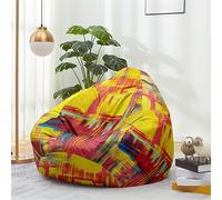 Highdi Bag Cover Without Filling Graffiti Printed Gaming Bean Bag Chair for Kids Adult No Filling Highback Beanbag Seat Comfortable Lazy Lounger Sofa Stuffed Toy Storage (100 * 120cm,Red art)