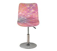 Highdi Bar Stools Slipcovers with Backrest Cover, Tie-Dye Fish Scale Printed Stretch Chair Cover for Short Swivel Dining Chair Back Chair Bar Stool Chair (Pink,2 pcs)