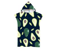 Highdi Beach Poncho Towel Adults, Avocado Print Hooded Beach Towel Changing Robe/Surf Changing Towel/Microfibre Water Absorbent Swimming Towel Poncho, One Size fit Men Women (Avocado Fruit)