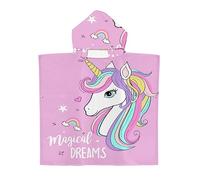 Highdi Beach Towel Kids Poncho, Unicorn Pattern Changing Robe Girls Boys Hooded Beach Towel Poncho Microfibre Changing Towel Water Absorbent Swimming Towel Poncho (Cartoon Unicorn,65x75cm)