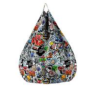 Highdi Bean Bag No Filler Hip Hop Graffiti Gaming Beanbag Chair Cover for Adult Kids Without Filling Highback Comfortable Lazy Sofa Beanbag Stuffed Toy Storage Bean Bag Seat (Gray planet,90 * 110cm)