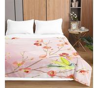 Highdi Bed Throws Chinese Style Quilted Bedspreads, Lightweight Quilt Comforter King Single Double, Washable Throw Summer Quilt, Quilted Blanket for All Seasons (200x230cm,Light pink 1)