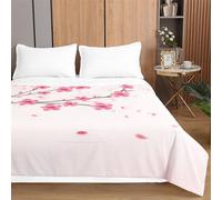 Highdi Bed Throws Chinese Style Quilted Bedspreads, Lightweight Quilt Comforter King Single Double, Washable Throw Summer Quilt, Quilted Blanket for All Seasons (150x200cm,Light pink 2)