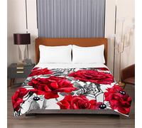 Highdi Bed Throws, European Floral Style Quilted Bedspreads, Lightweight Quilt Comforter Single Double King, Washable Throw Summer Quilt, Quilted Blanket for All Seasons (100x150cm,Red)