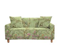 Highdi Bird Flower Pattern Sofa Cover 1/2/3/4 Seater, Sofa Slipcover Stretch Washable Furniture Protector Non Slip Sofa Covers for Loveseat Couch Sofa (Green,3 Seater)