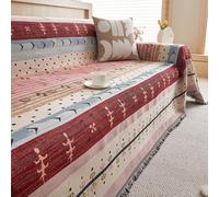 Highdi Boho Sofa Throws Bohemian Small Ersatile Soft Throw Blanket with Tassels, Turkish Style Large Throws for Settees Couch, Sofa, Bed, Armchair (Red,180x340cm)