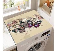 Highdi Butterfly Print Washer and Dryer Top Protector,Washer and Dryer Top Mat Absorbent Quick Dry Silicone Mat,Anti Slip Dust Proof Washing Machine Pad for Laundry Room (Florals,60x60cm)