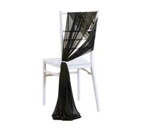 Highdi Chair Chiffon Sashes for Wedding, 2/4/6/8/10Pcs Chair Sashes Bow Chiffon Chair Drapes Tulle Chair Cover Wedding Chair Decorations for Banquet Party Hotel Colorful (Black,6 Pieces)