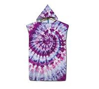 Highdi Changing Robe Hooded Towel, Tie Dye Surfing Poncho Bath Towel Quick Dry Light Weight Blanket for Adult/Women/Men Swimming Wetsuit Changing Camping One Size Fit All (75x110cm,Purple)