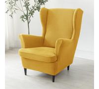 Highdi Check Jacquard Stretch Wingback Chair Covers 2 Piece Wing Chair Armchairs Covers Fashion Solid Color Sofa Slipcover Furniture Protector for Living Room Bedroom Hotel (Lemon Yellow)