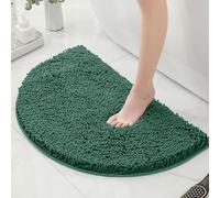 Highdi Chenille Bath Mat Non Slip Super Absorbent Soft Fluffy Bathroom Mat, Semi-circular Washable Quick Dry Microfiber Kitchen Doormat Inside Rugs Shower Floor Carpet (Dark green,40x60cm)