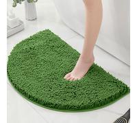 Highdi Chenille Bath Mat Non Slip Super Absorbent Soft Fluffy Bathroom Mat, Semi-circular Washable Quick Dry Microfiber Kitchen Doormat Inside Rugs Shower Floor Carpet (Forest green,50x80cm)