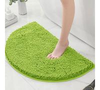 Highdi Chenille Bath Mat Non Slip Super Absorbent Soft Fluffy Bathroom Mat, Semi-circular Washable Quick Dry Microfiber Kitchen Doormat Inside Rugs Shower Floor Carpet (Lime green,50x80cm)