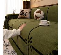 Highdi Chenille Sofa Throws, Bow Tie Warm Cashmere Throw Blanket, Ersatile Soft Extra Large Throws for Settees Couch Sofa Bed Armchair, for All Seasons (Green,180x230cm)