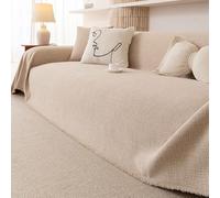 Highdi Chenille Sofa Throws Large Ersatile Soft Throw Blanket with Tassels, Simple Design, Extra Large Throws for Settees Couch Sofa Bed Armchair (Light Khaki,180x280cm)