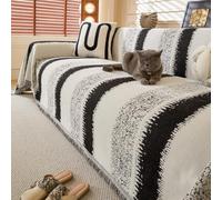 Highdi Chenille Sofa Throws, Modern Double-Sided Large Ersatile Soft Throw Blanket with Tassels, Extra Large Throws for Settees Couch, Sofa, Bed, Armchair (Stripes,180x400cm)
