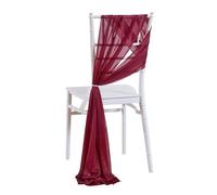 Highdi Chiffon Chair Sashes for Wedding, 2/4/6/8/10PCS Chair Sashes Bow Chiffon Chair Drapes Tulle Chair Cover Wedding Chair Decorations for Banquet Party Hotel (2 pieces,Burgundy)