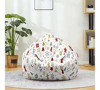 Highdi Christmas Bean Bag Chair, Gaming Beanbag Chair Cover for Indoor Outdoor Bedroom Adult Without Filling Highback Comfortable Lazy Sofa Soft Toy Storage Bean Bag Seat (White,70x80cm)