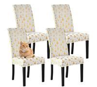 Highdi Christmas Dining Chair Covers Bronzing Gold Christmas Tree Print Stretch High Back Removable Washable Chair Slipcovers Xmas Party Hotel Banquet Decorative Chair Covers (4 PCS,White 2)