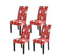 Highdi Christmas Dining Chair Covers Red Santa Claus Print Stretch Chair Cover High Back Removable Washable Chair Slipcovers Xmas Party Hotel Banquet Decorative Chair Covers (4 PCS,HO!)