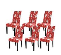 Highdi Christmas Dining Chair Covers Red Santa Claus Print Stretch Chair Cover High Back Removable Washable Chair Slipcovers Xmas Party Hotel Banquet Decorative Chair Covers (6 PCS,HO!)