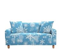 Highdi Christmas Sofa Cover 1/2/3/4 Seater, Sofa Slipcover Stretch Washable Furniture Protector Non Slip Sofa Covers for Loveseat Couch Sofa (3 Seater,Snowflake - Blue)