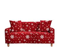 Highdi Christmas Sofa Cover 1/2/3/4 Seater, Sofa Slipcover Stretch Washable Furniture Protector Non Slip Sofa Covers for Loveseat Couch Sofa (2 Seater,Snowflake - Red)